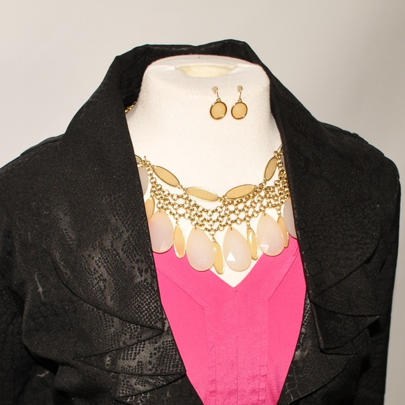 Bubble‎ Necklace & Earrings Pink / Gold /Yellow - 8015